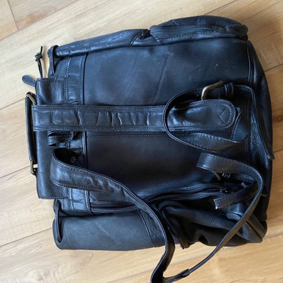 Rare Leather Back pack . Color is black . Brand is Latico . main image 7